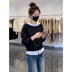 批发女装秋季时尚休闲风洋气高级感假两件长袖卫衣