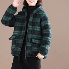 批发棉服上衣女2026新款<b class='q'>外套</b>厚款秋冬款复古<b class='q'>妈妈</b>大码女装棉袄格子棉衣