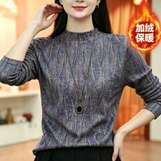 批发亲肤保暖半高领洋气长袖<b class='q'>T</b><b class='q'>恤</b>秋冬新款时尚<b class='q'>百搭</b>妈妈装显瘦遮肉内搭