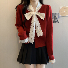 批发实拍~韩版单排扣绑带蝴蝶结<b class='q'>针织衫</b>修身<b class='q'>打底衫</b>小众别致上衣女