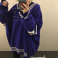 批发<b class='q'>欧美</b>韩国加厚日系学院风羊绒胖MM毛衣女秋冬V领宽松<b class='q'>大码</b>90-200斤