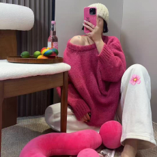 批发韩版2025秋冬季<b class='q'>新款</b>美式风休闲宽松显瘦软糯圆领百搭针织衫<b class='q'>毛衣</b>女