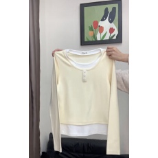 批发撞色假两件长袖<b class='q'>t</b><b class='q'>恤</b>女2026早春新款修身显瘦圆领内搭打底衫小上衣