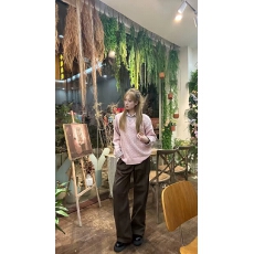 批发曾小咸 韩系粉色<b class='q'>假两件</b>毛衣女春冬<b class='q'>衬衫</b>拼接内搭针织衫上衣春季