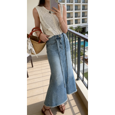 批发新款韩版时尚气质春<b class='q'>夏</b>秋减龄显瘦满天星宽松百搭洋气牛仔阔腿裙