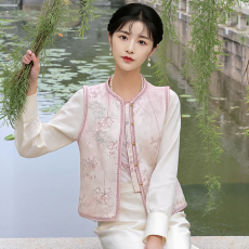 批发新中式妈妈春装国风马甲简约时尚洋气新款<b class='q'>中老年</b>人女装马夹上衣