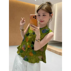 批发新中式时尚套装女士夏季新款盘扣立领<b class='q'>印花</b><b class='q'>衬衣</b>阔腿裤巨好看两件套