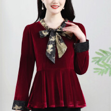批发妈妈春装金丝绒<b class='q'>打底衫</b>上衣时尚洋气<b class='q'>中老年</b>女装春秋小衫遮肚子显瘦