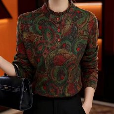 批发细闪V领显瘦打底衫女2026年秋季新款Z洋气百搭<b class='q'>中老年女装</b>时尚小衫