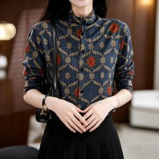 批发半高领复古显瘦打底衫秋款中年<b class='q'>妈妈</b>装C时尚减龄长袖百搭女士上衣