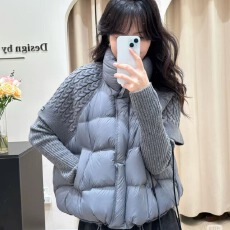 批发韩版立领针织拼接短款羽绒服女2026<b class='q'>冬</b>季新款高级感面包棉马甲外套