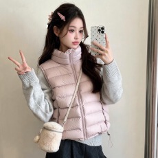 批发轻薄排骨羽绒棉马甲女短款2026秋<b class='q'>冬</b>新款韩版宽松立领超好看背心