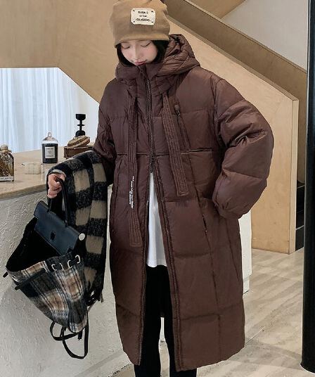 한국 스타일 높은 품질 대 이불 두꺼운 2026 년 겨울 새로운 루즈핏 다운 재킷 여성 롱 코트 무릎 아래 코튼 자켓