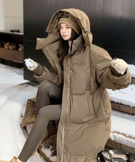 루즈핏 커플 한 조각 겨울 대 이불 다운 재킷 여성 코트 롱 코트 무릎 아래 두꺼운 보온 패딩 재킷 면 옷