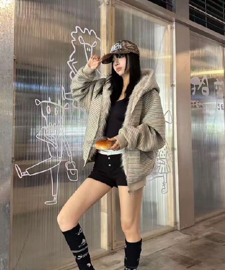 스트라이프 프로필 모양 모피 칼라 두꺼운 면 옷 남자 폭발 2026 새로운 좌 산 조각 여성 코트 머저리