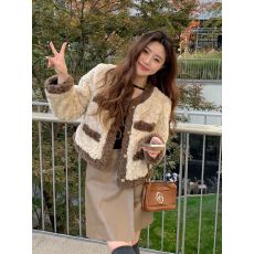 批发小香风仿羊羔毛保暖短款外套女秋<b class='q'>冬</b>2025新款韩版宽松气质上衣加厚
