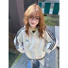 批发美式复古三条杠连帽开衫卫衣女秋冬新款宽松学院风<b class='q'>情侣</b><b class='q'>外套</b>上衣潮