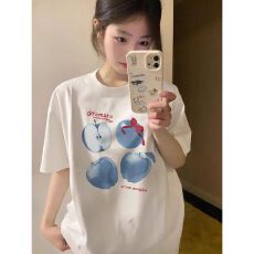 批发美式复古短袖t恤女夏季高街vintage宽松纯棉小个子半袖上衣