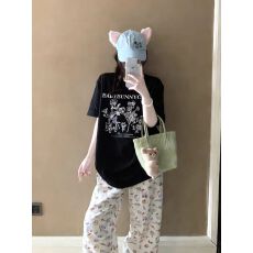 批发美式复古花海印花短袖t恤女夏季<b class='q'>新款</b>设计感宽松百搭半袖上衣