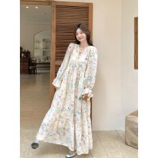 批发超仙温柔风浪漫法式别致多巴胺碎花长裙<b class='q'>新款</b>气质大摆型连衣裙<b class='q'>女</b>春