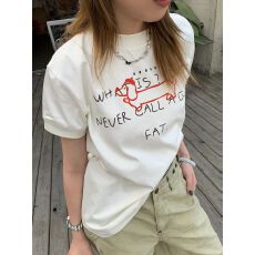 批发美式复古腊肠狗印花短袖T恤<b class='q'>女</b>夏季新款百搭宽松休闲上衣潮