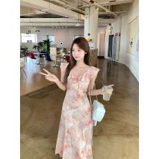 批发赫拉法式2026春<b class='q'>夏季</b>新款法式系带收腰显瘦飞飞袖浪漫温柔连衣裙