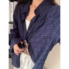 批发2026幂式穿搭格子衬衫女慵懒风复古宽松衬衣开衫<b class='q'>外套</b>长袖上衣