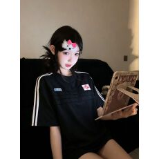 批发原版做工褶皱刺绣标印花19支220克纯棉短袖T恤