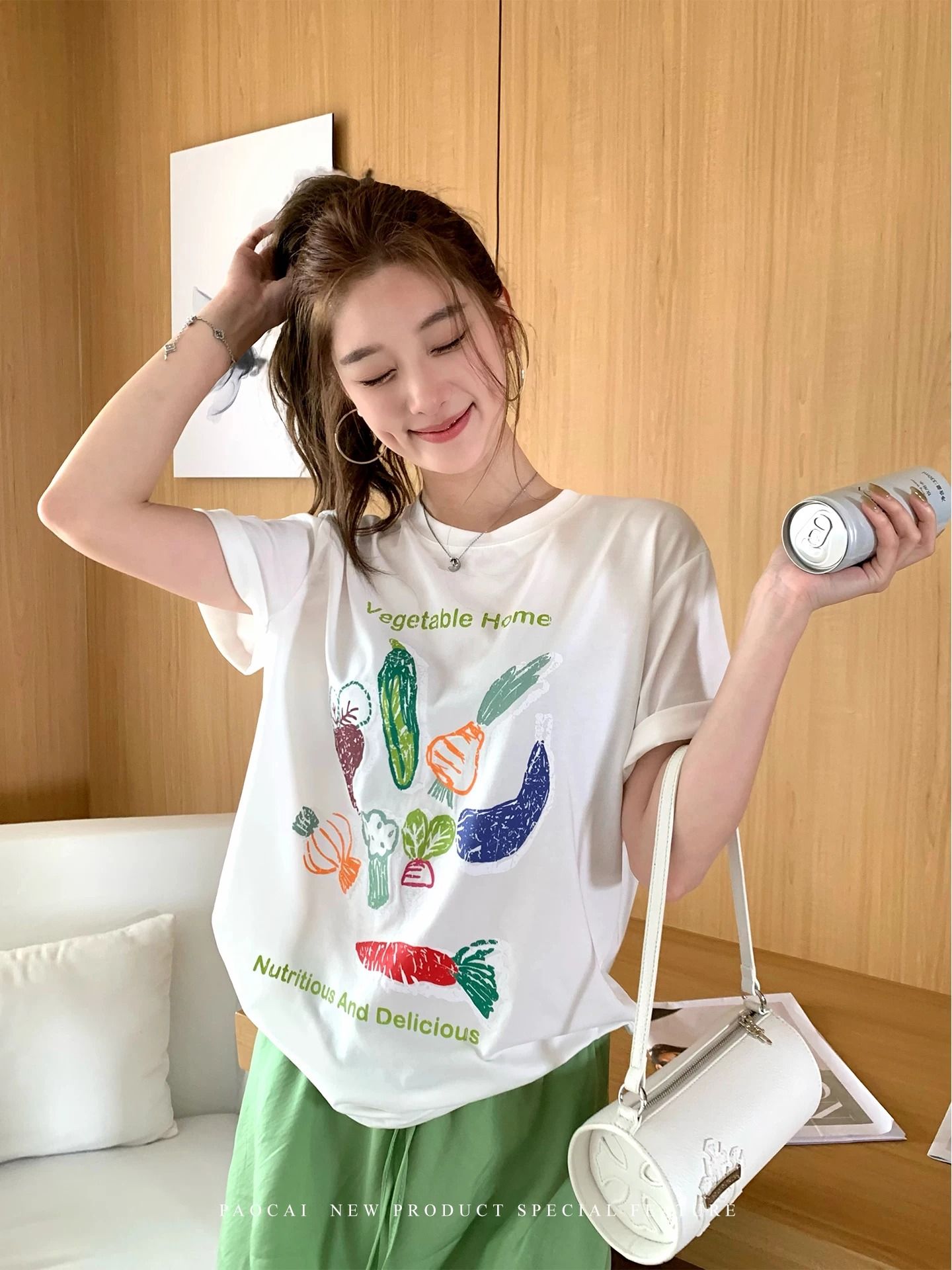 한국 chic 순면 아메리칸 레트로 티셔츠 여름 낙서 프린트 반팔 루즈핏 핫걸 맨위