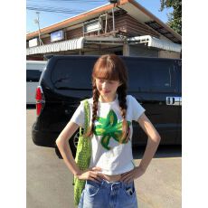 批发2026韩国外贸<b class='q'>新款</b>夏装韩系短袖T恤女韩版正肩印花