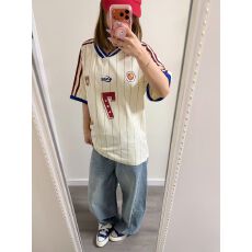 批发美式V领撞色运动<b class='q'>短袖</b>T恤女装球衣男女款2026夏季印花情侣款球服女