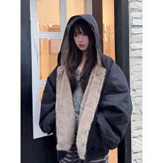 批发双面穿韩版座山雕棉服女短款秋冬宽松防寒加厚保暖厚实夹克短外套
