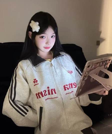좋은 품질 한국 chic 아메리칸 2026 가을 후드티 여성 순수한 Mianhua 면 지퍼 카디건 코트 트렌디