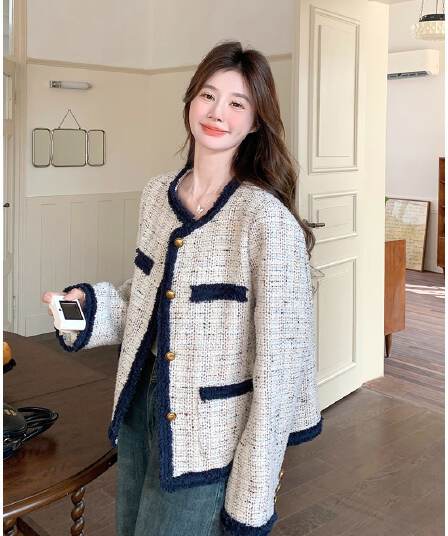 프랑스식 배색 술 작은 샤넬 스타일 재킷 2026 가을 새로운 품격 명문 여성 바람 쇼트 스타일 트위드 맨위