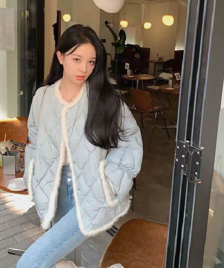 링 그리드 아래 면화 의류 여성 겨울 디자인 센스 작은 대중 얇고 가벼운 면 옷 새로운 폭발 고급 센스 짧은 외투