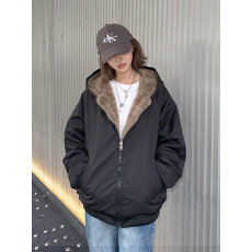 批发双面穿派克服2026年冬装新款棉服女<b class='q'>皮草</b>夹克座山雕慵懒感加厚<b class='q'>外套</b>