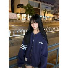 批发秋冬新款薄款原版做工前后刺绣订标纯棉华棉复合连帽卫衣女
