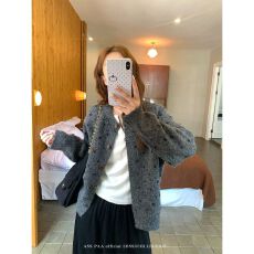 批发灰色单排扣针织开衫毛衣女款2026秋季新款高级韩系上衣外套