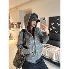 批发华棉复合拿破仑迷彩连帽卫衣外套<b class='q'>男</b>女美式潮牌短款正肩开衫