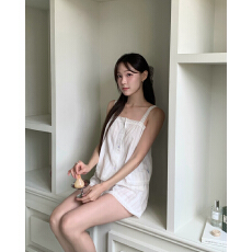 批发韩风ins气质优雅花边拼接睡衣吊带睡衣可外穿家居服
