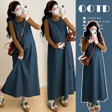 批发实拍新品~~孕妇装秋冬2025新款气质背心裙+上衣孕妇套装两件套