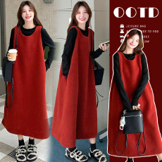 批发实拍新品~孕妇装秋冬新品加厚上衣+韩版减龄羊羔绒连衣裙套装