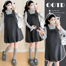 批发实拍新品~孕妇装秋冬高领毛衣上衣+花苞裙宽松两件套套装