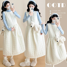 批发实拍新品~孕妇秋冬装韩系新款加厚背心裙+高领打底衫两件套