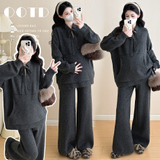 批发实拍现~2025孕妇秋冬减龄软糯亲肤绑带领时尚毛衣休闲两件装