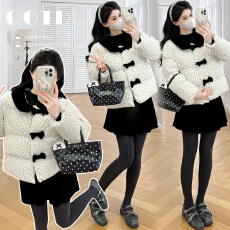 批发实拍现~2025冬季新款孕妇装甜美波点小个子加厚减龄保暖外套