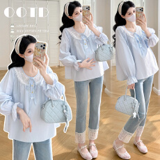 批发实拍2026新品孕妇春<b class='q'>夏</b>时尚甜美系带宽松衬衣孕妇装