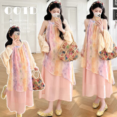 批发实拍现~2025夏季新品韩版时尚宽松显瘦气质连衣裙+防晒开衫套装