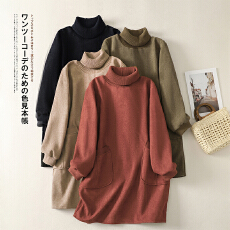 批发实拍2025秋冬新款宽松大码高领<b class='q'>纯棉</b>打底卫衣裙加绒加厚保暖<b class='q'>连衣裙</b>