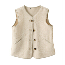 批发实拍2025秋冬宽松叠穿马夹外穿坎肩洋气小个子背心外套羊羔毛马甲